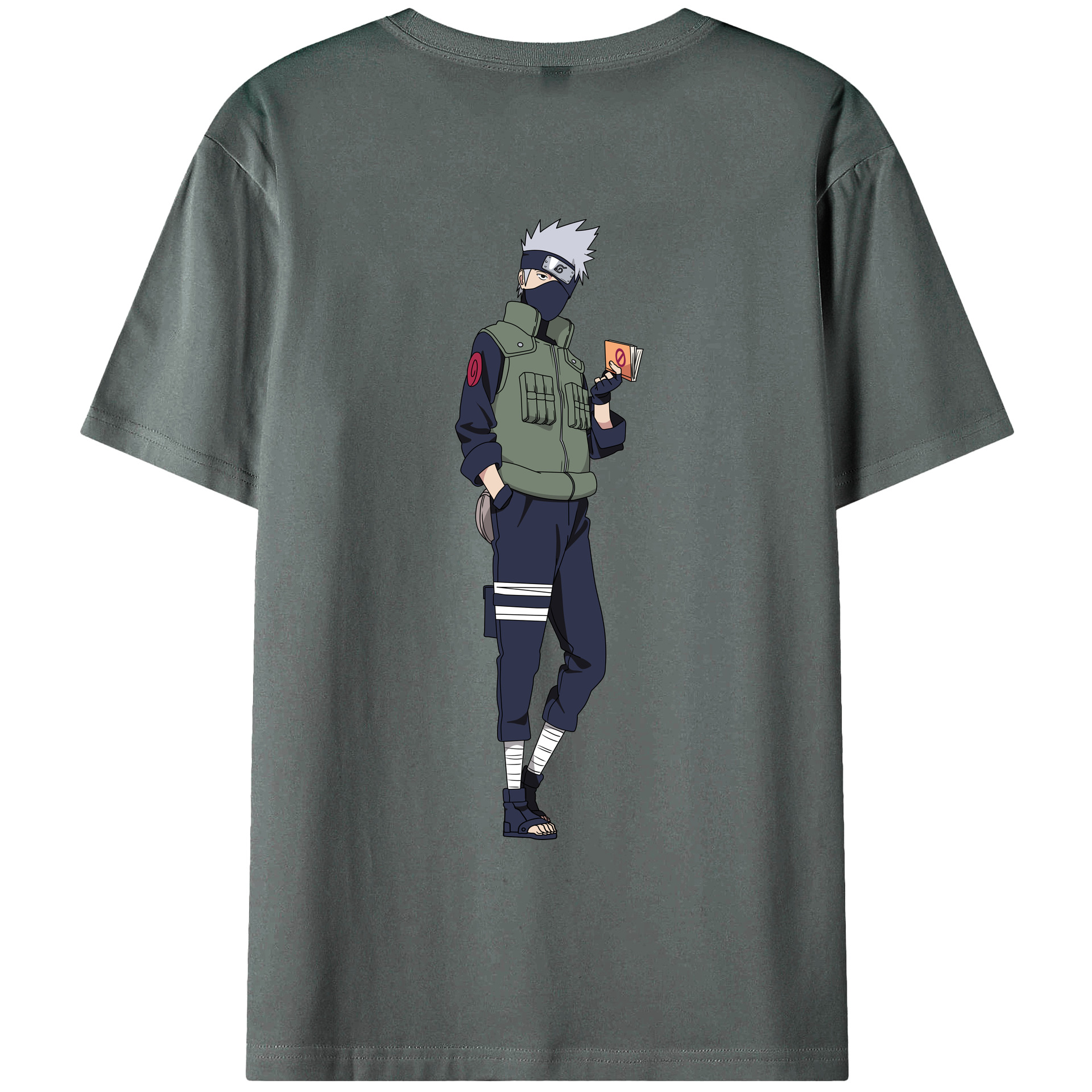 （画像用） NARUTO -ナルト- はたけ カカシ Hatake Kakashi 綿100％ メンズ半袖Tシャツ（バックプリント） 通気性